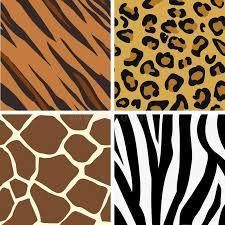 Four squares with animal print on them - tiger, leopard, giraffe and zebra