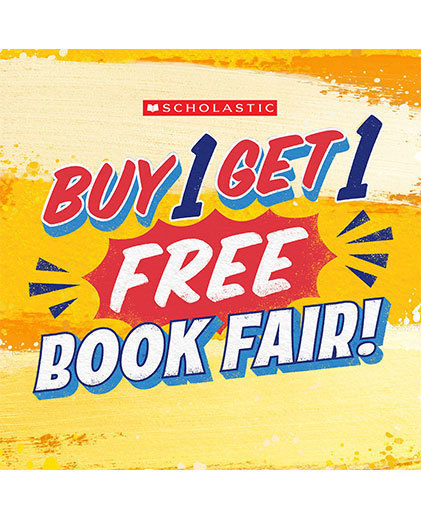 Poster that says Buy 1 Get one Free book fair