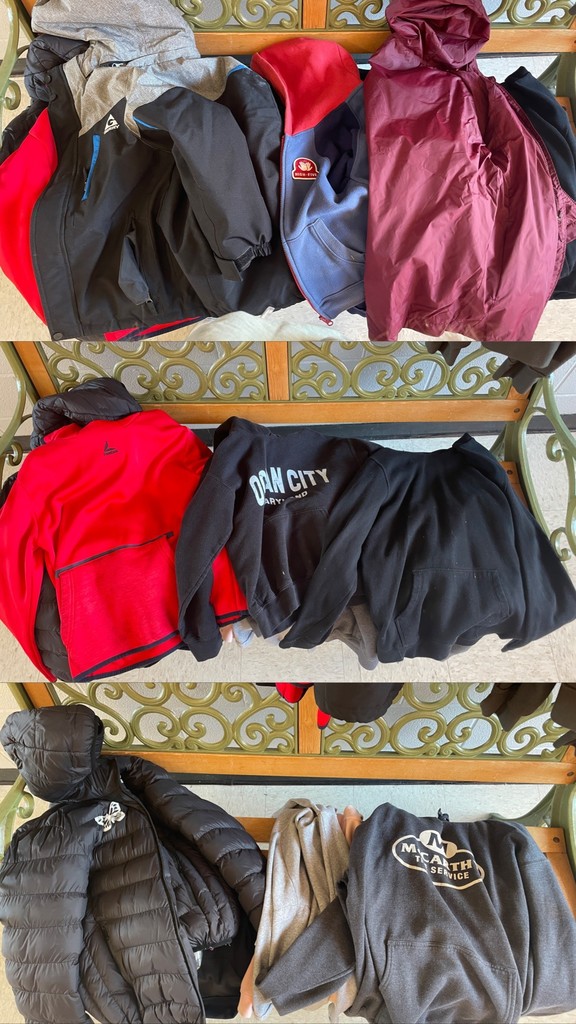 sweatshirts, etc that students have left at school