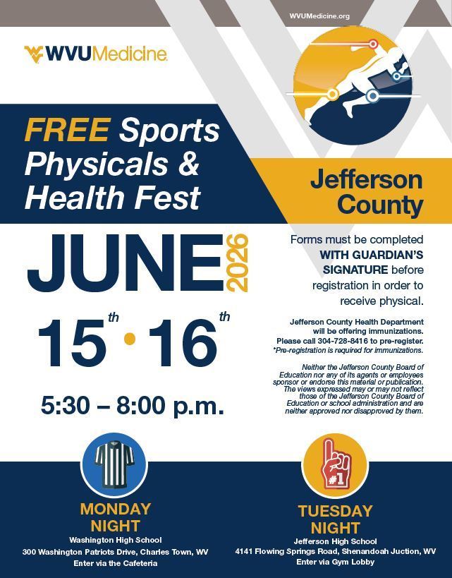 Jefferson County Sports Physical flyer
