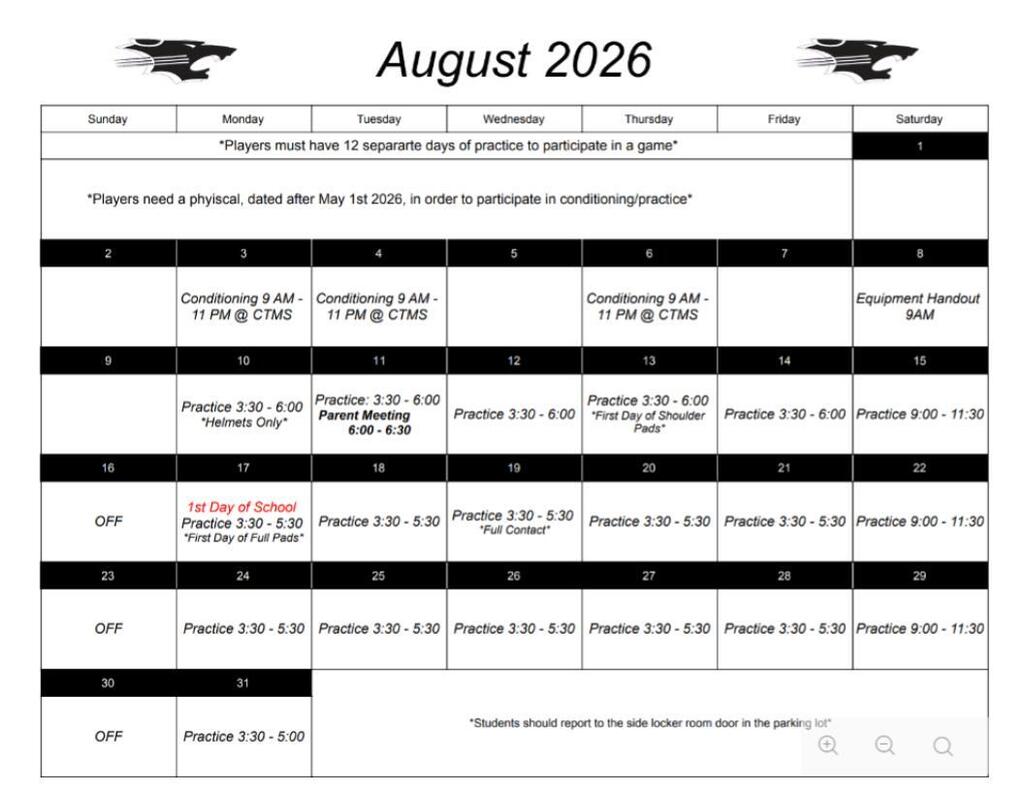 August 2026 Football Calendar