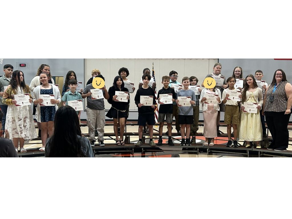 Mrs. Pleasant's class with their certificates