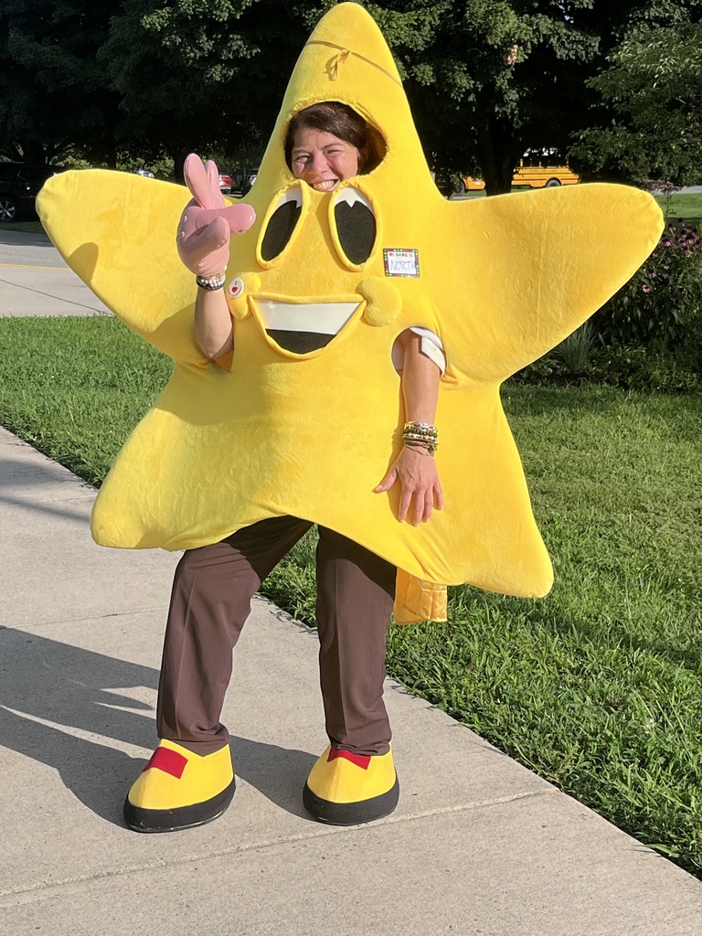 Ms. Yost dressed as NJES mascot North Star.