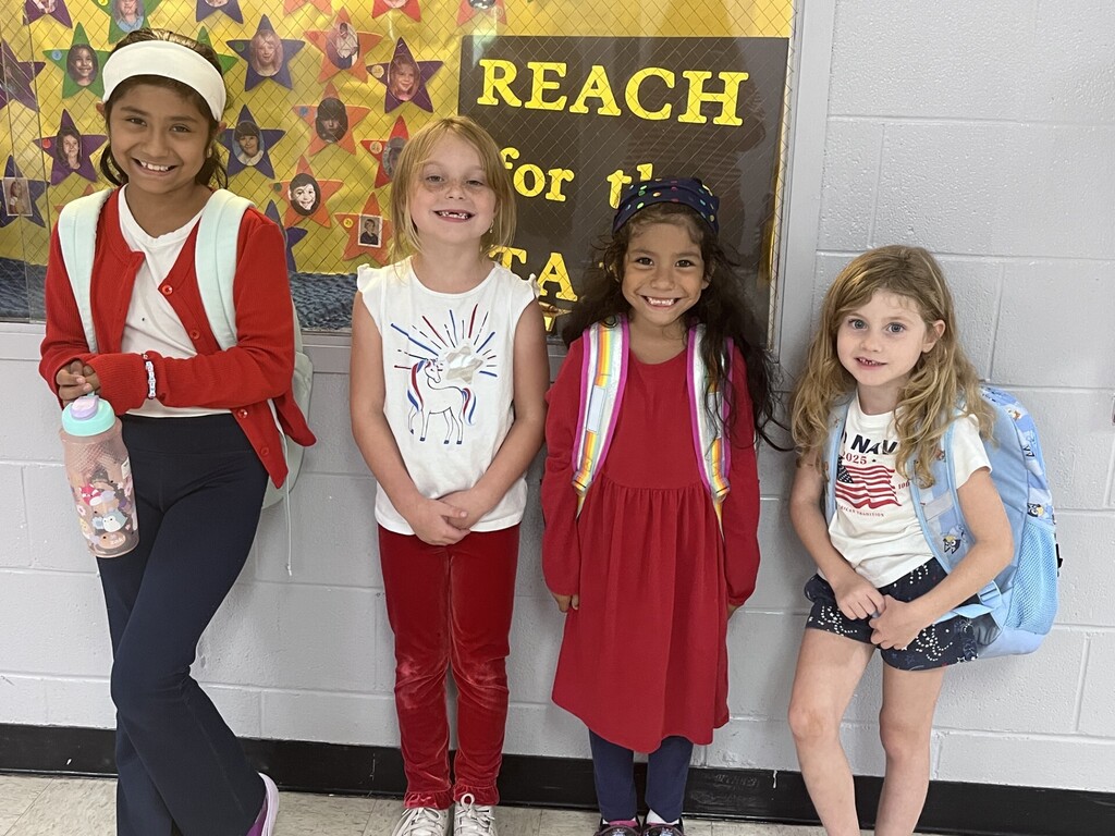 Students dressed in red, white and blue for Constitution Day