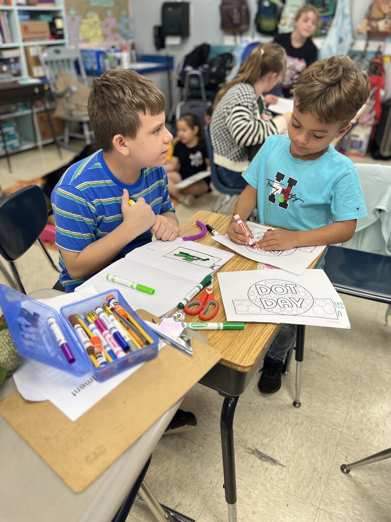 Students working on Dot Day project.