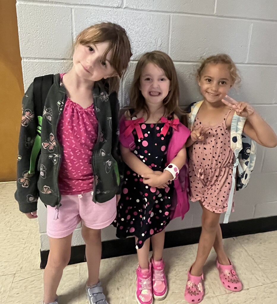 Kindergarten students dressed for Dot Days