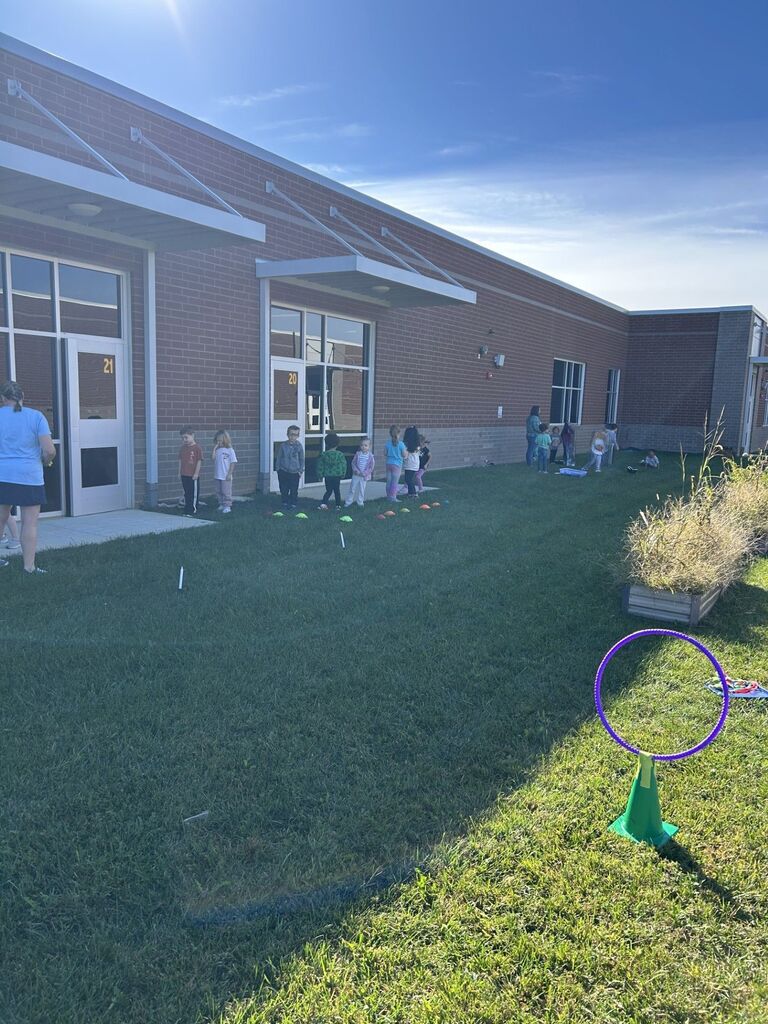 Kindergarten students playing a game