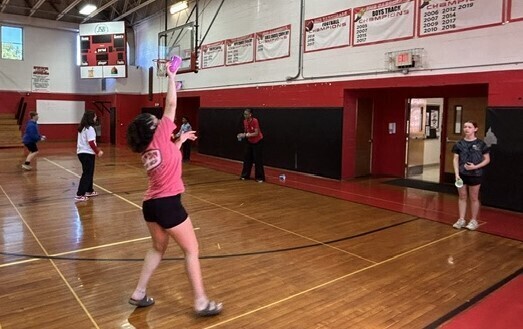 Students playing egg toss
