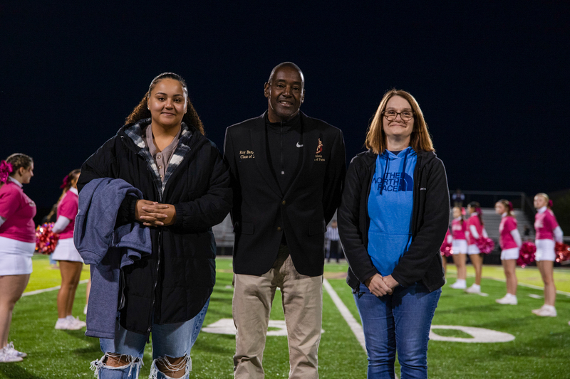 Roy Banjoman at Cougar stadium with his HOF escorts