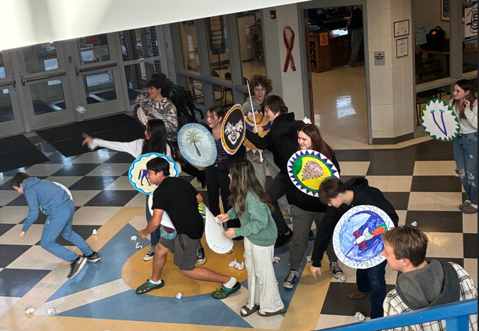 Students Using Shields to Learn About Ancient Greece