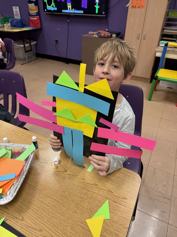 student with shapes design