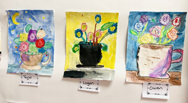 student flower artwork