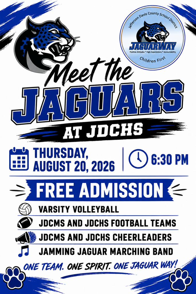 Blue, black, and white Meet the Jaguars Flyer August 20,2026 at 6:30 pm 