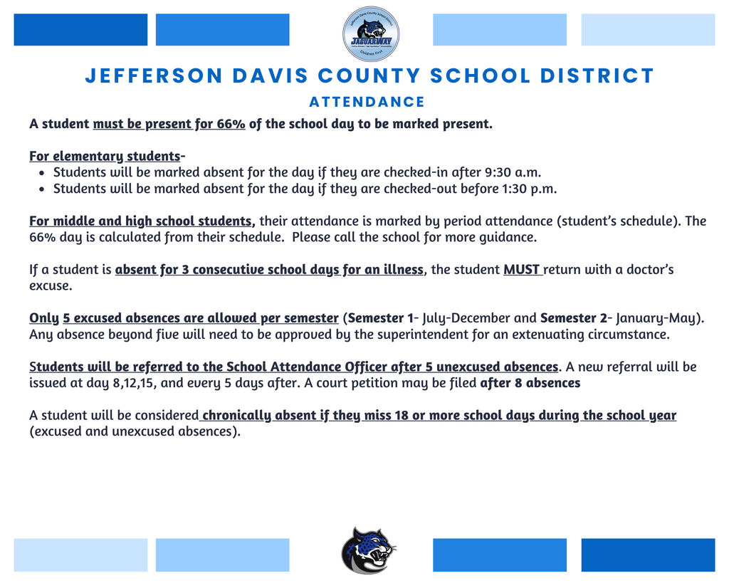 Blue and white attendance flyer 