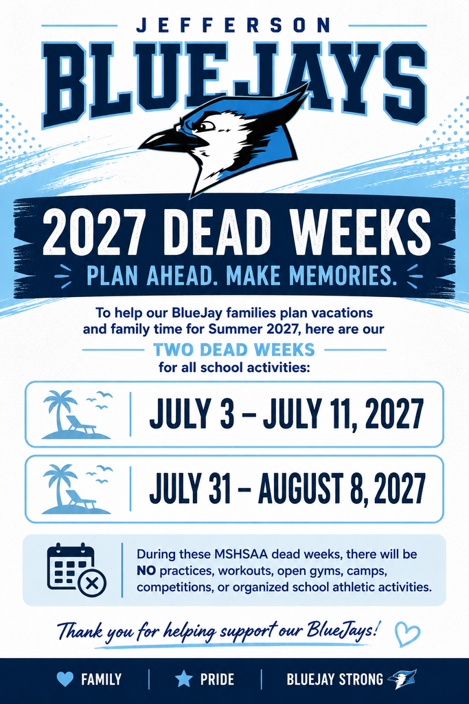 2027 Dead Weeks - July 3rd-11th, 2027 and July 31st-August 8th, 2027