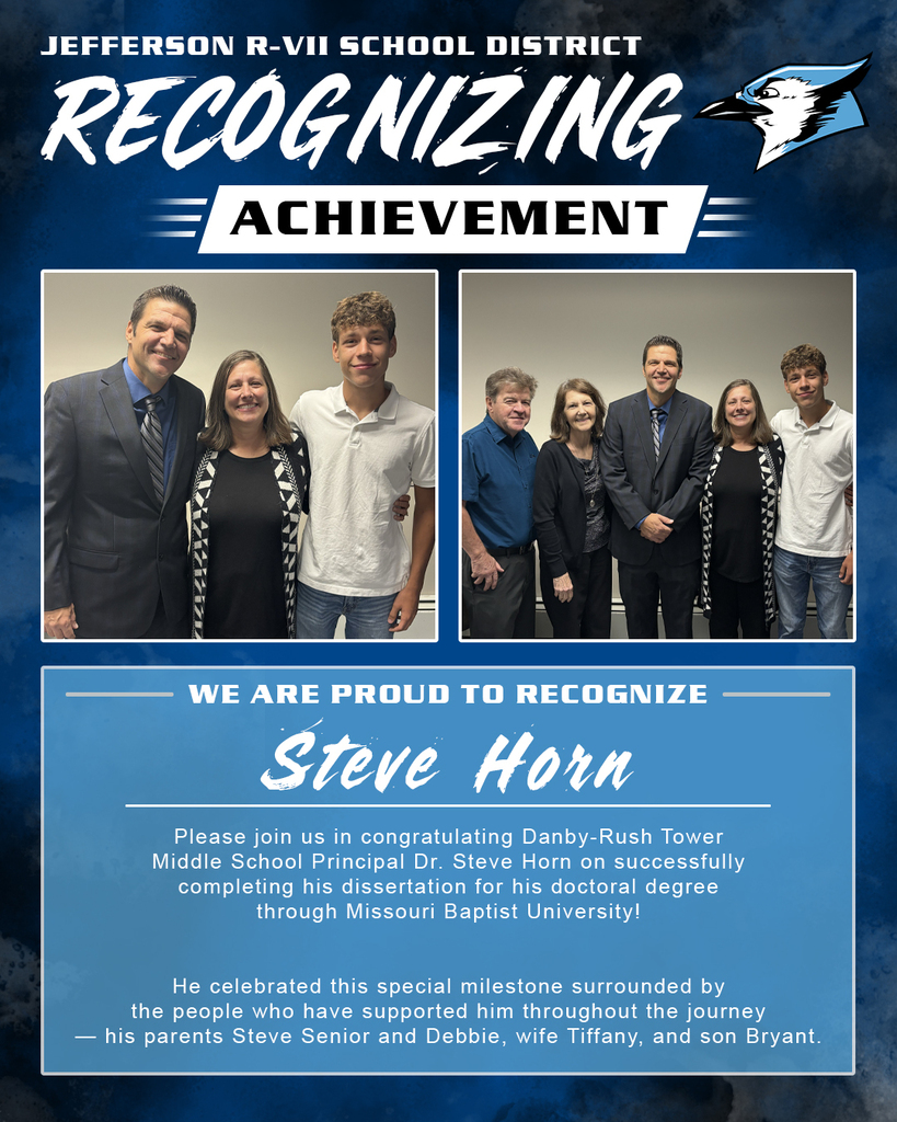 Recognizing Steve Horn for successfully completing his dissertation for his doctoral degree through Missouri Baptist University. Along side him is his parents, wife, and son.