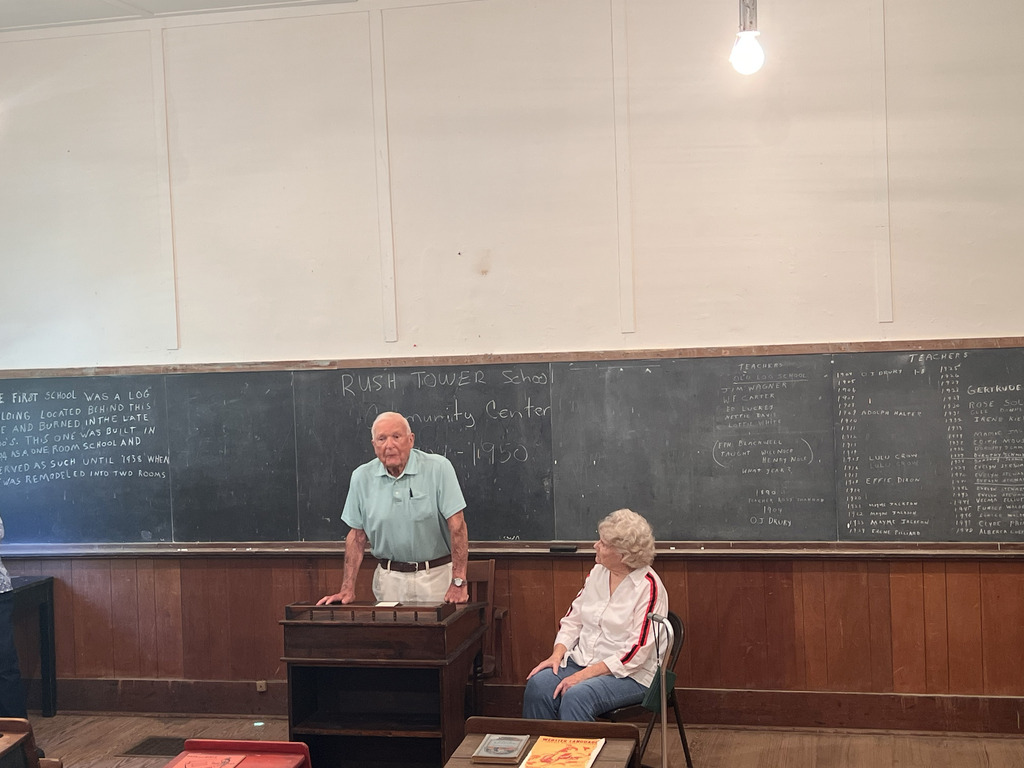 Mr. Kiepe and Mrs. Noce speaking at Rush Tower School