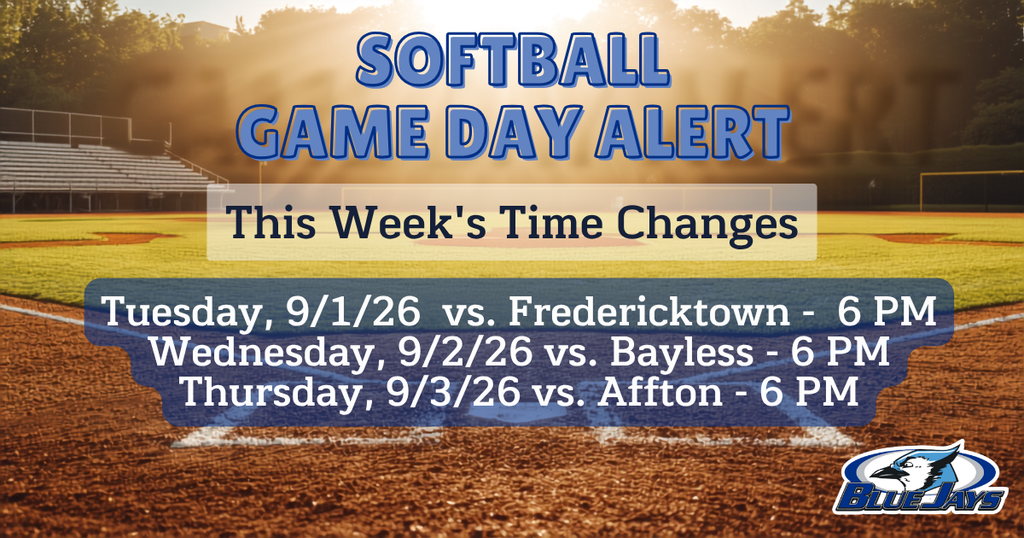 Time Changes for Softball games this week