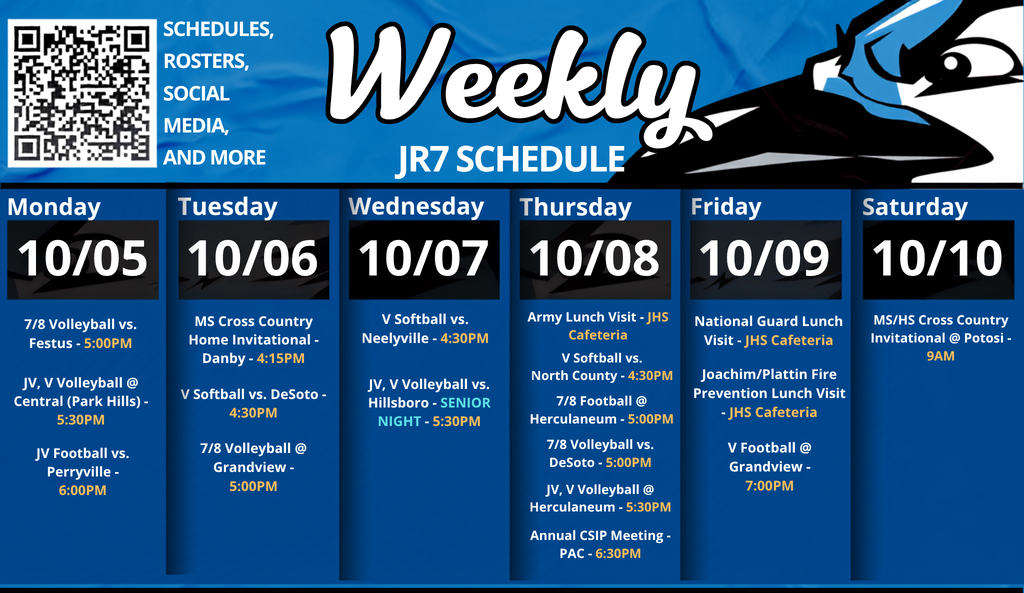 Activity Schedule for Week of 10.5.26