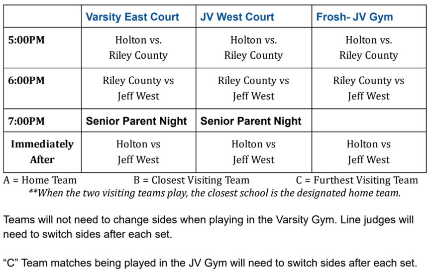 Holton VB Tri Schedule