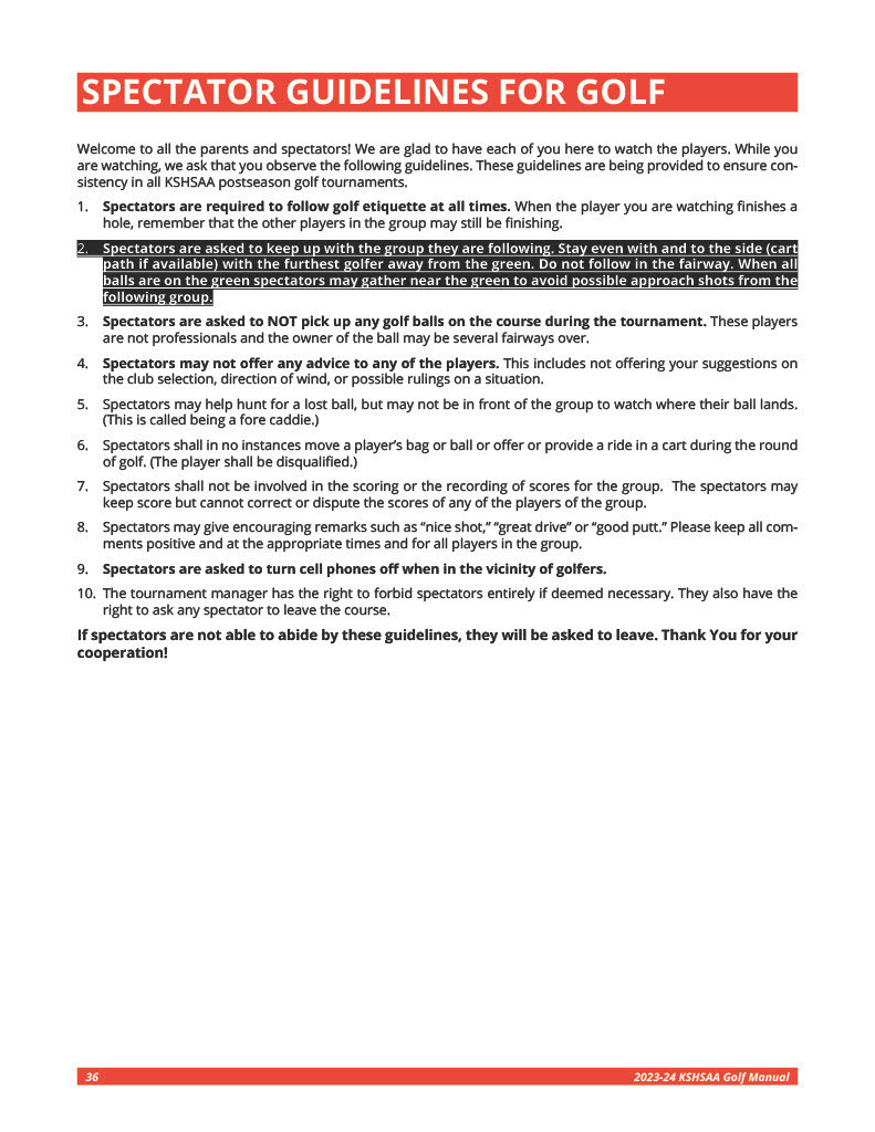 Spectator Guidelines