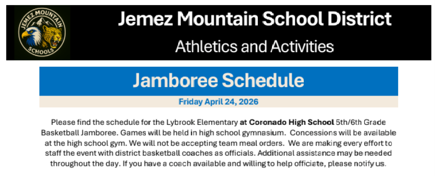 Jamboree Schedule