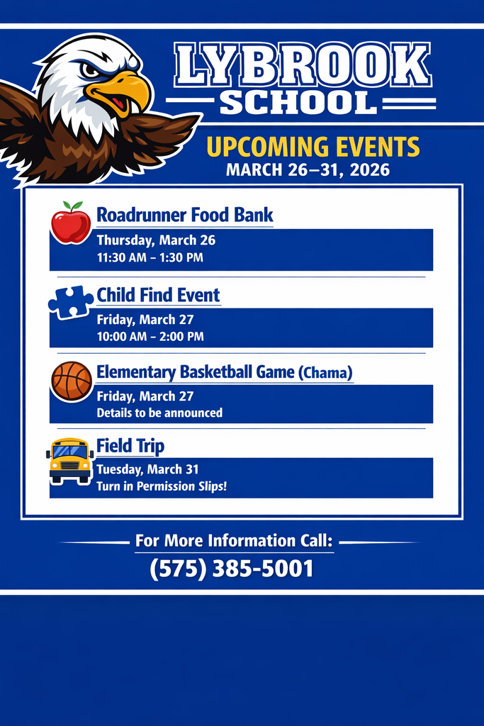 Lybrook Upcoming Events March 26-31