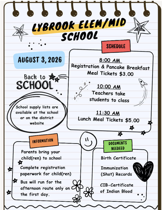 Lybrook First Day of School Flyer