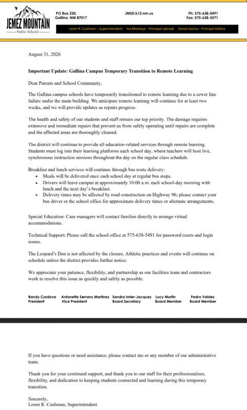 Jemez Mountain Letter