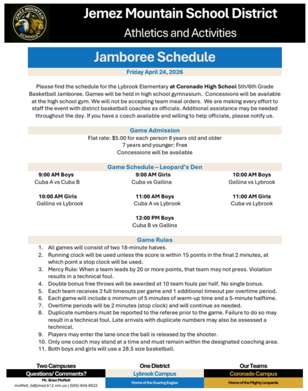 Jamboree Schedule
