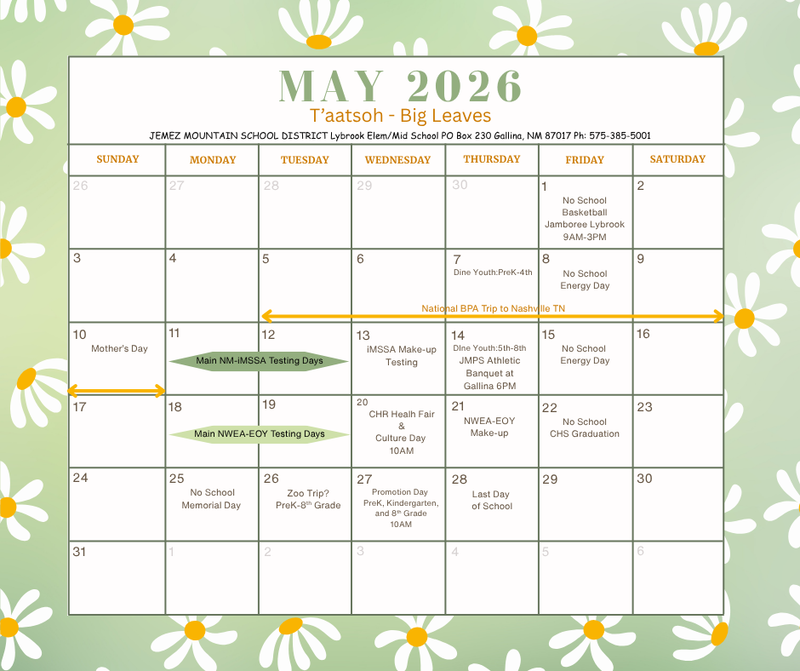 Lybrook May Calendar