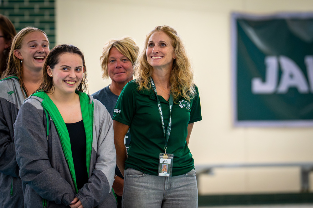 Teacher smiling at teacher appreciation night