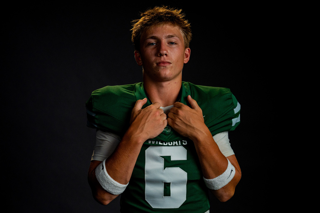 Football player posing