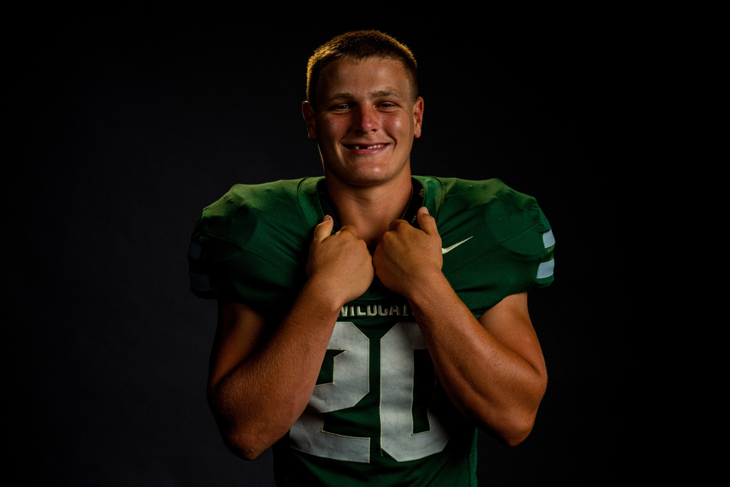 Football player posing