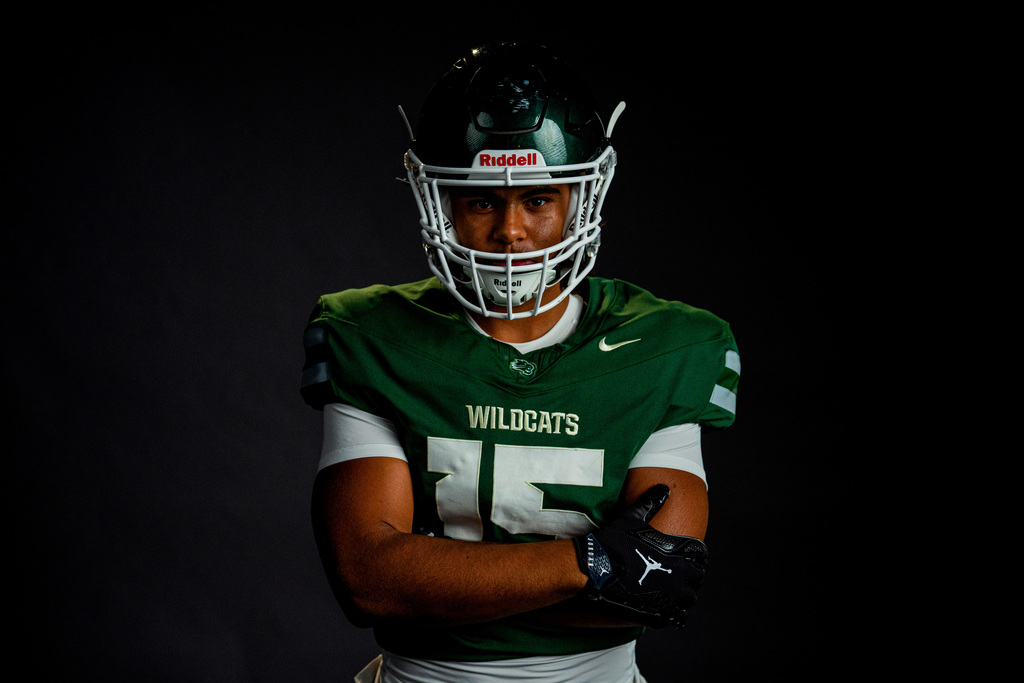 Football player posing