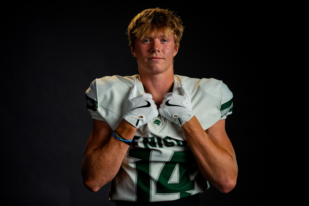 Football player posing