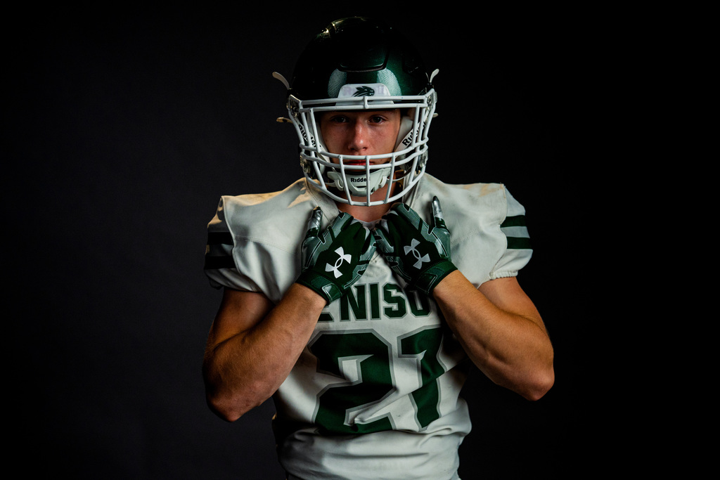 Football player posing