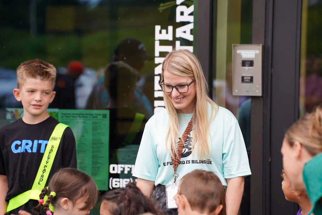 Staff outside school