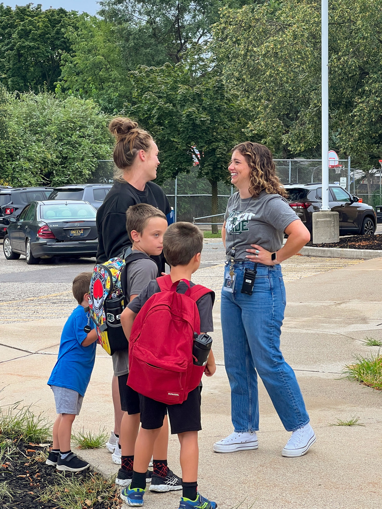 Staff outside school