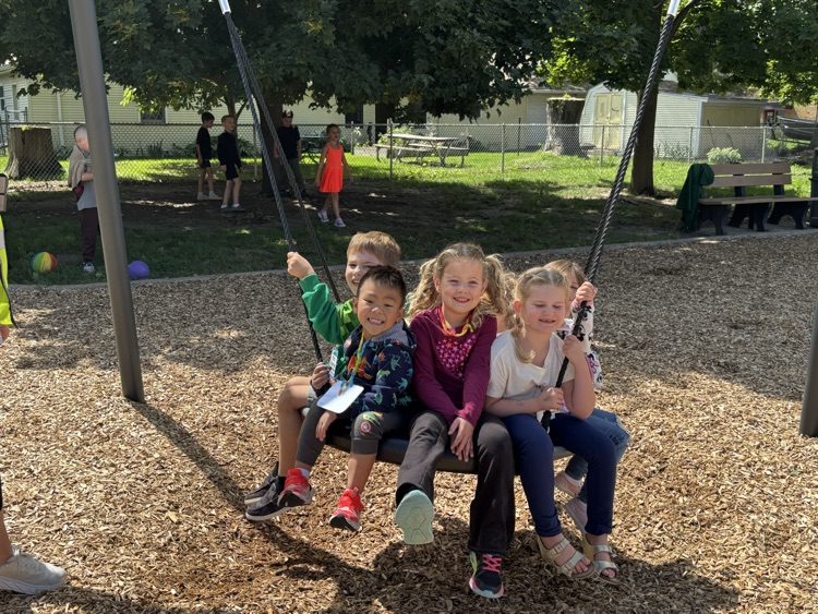 students on swing