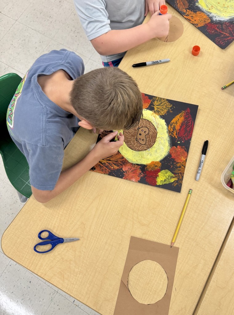 Student doing artwork