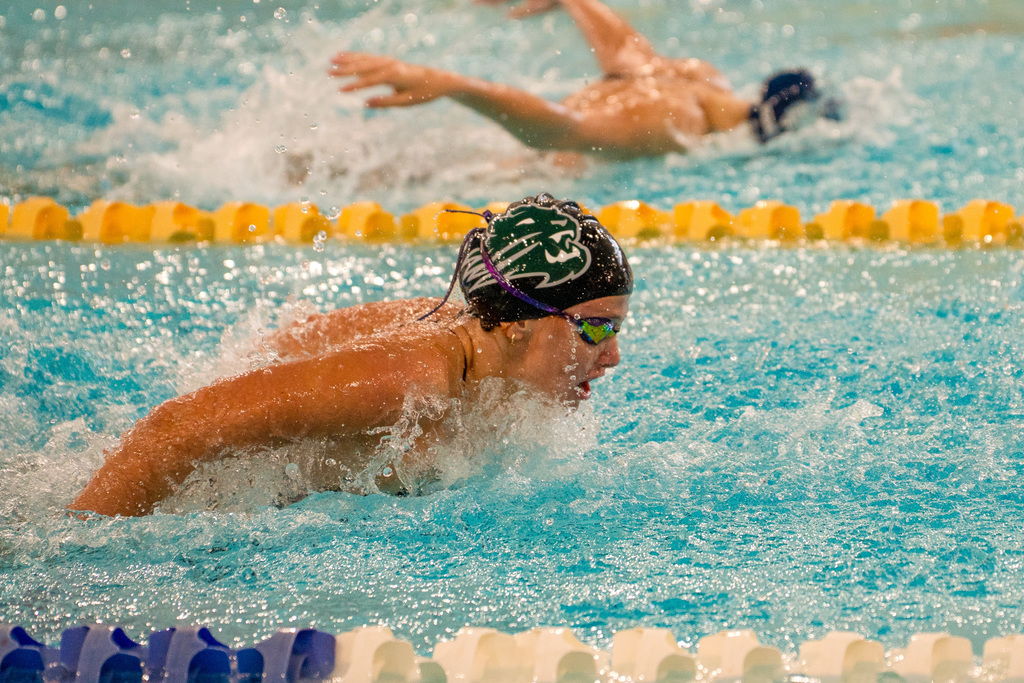 Swimmers in their lane