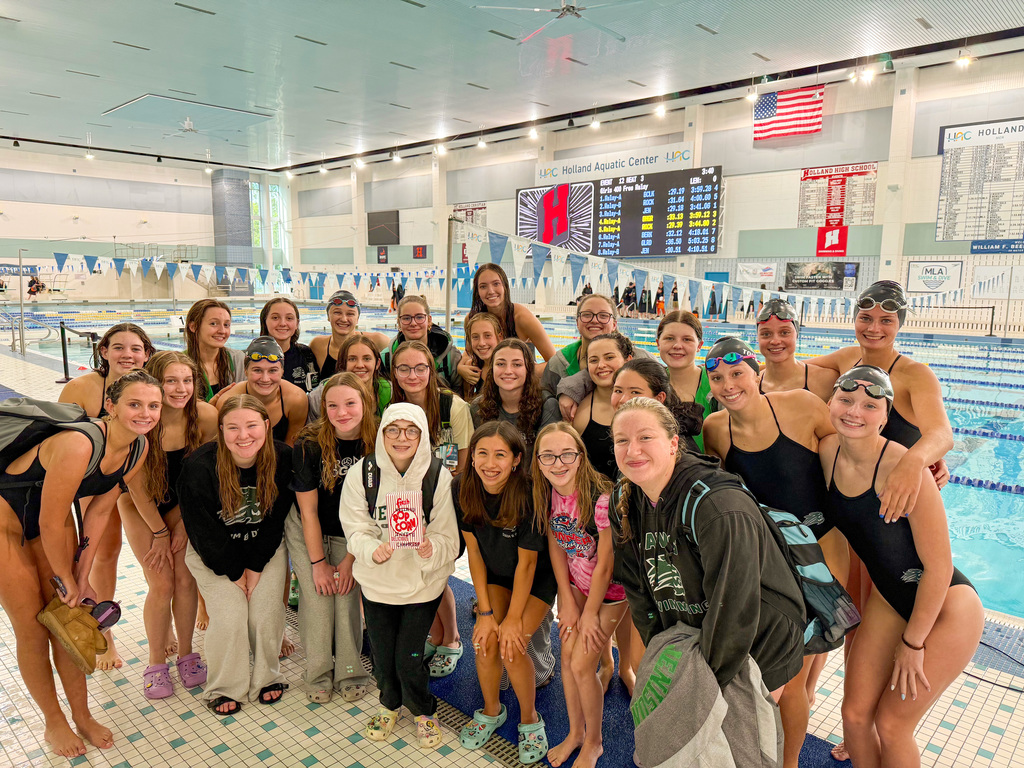Swim team celebrating win