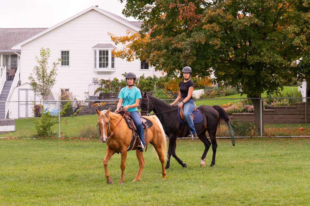 People riding horses