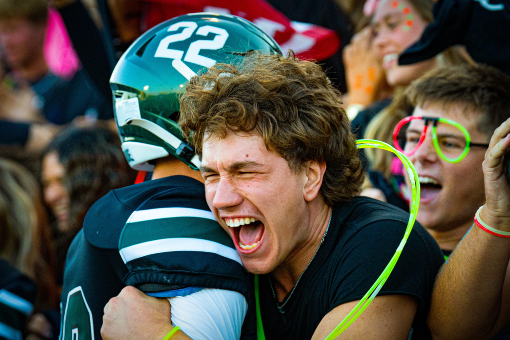 Fans at football game