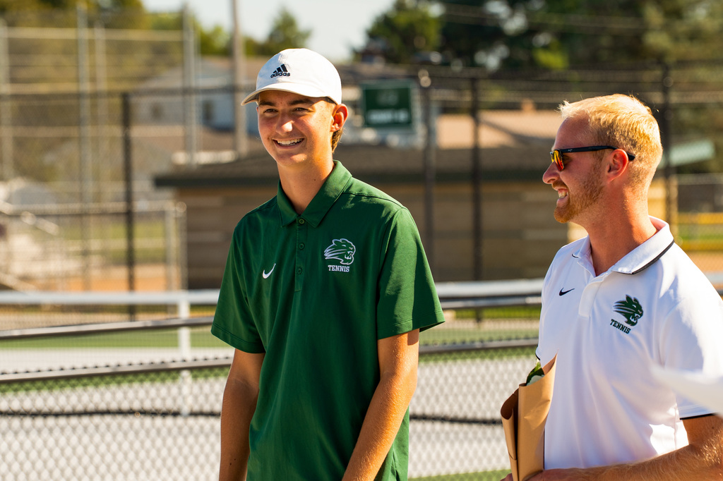 Tennis player smiling