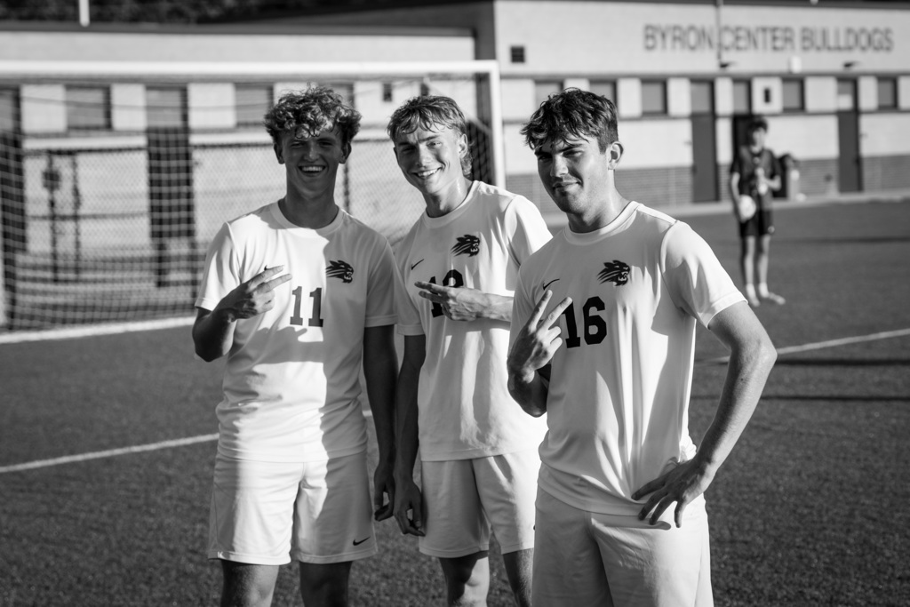 Boys soccer players posing