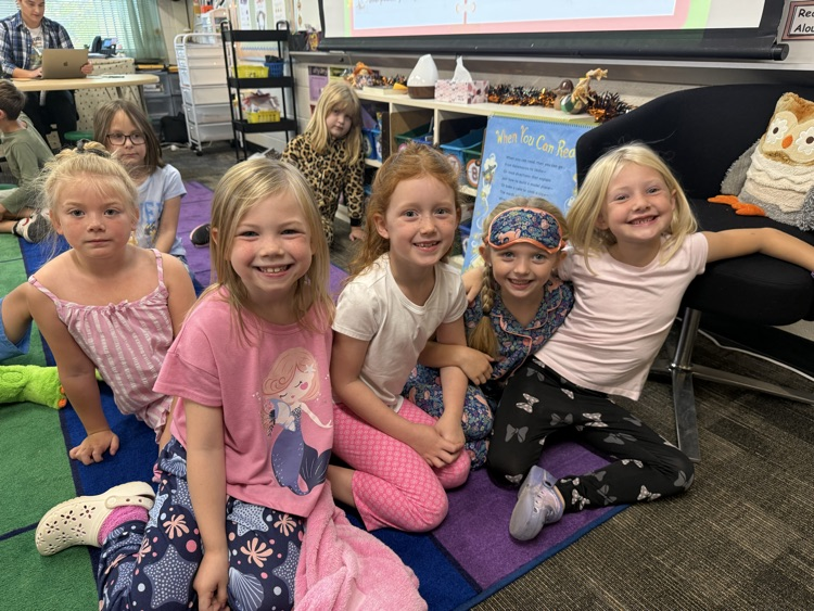 Students celebrating PJ Day