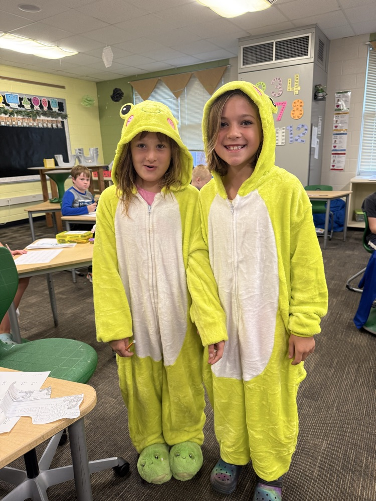 Students celebrating PJ Day