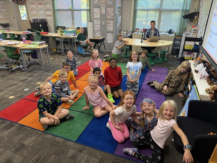 Students celebrating PJ Day